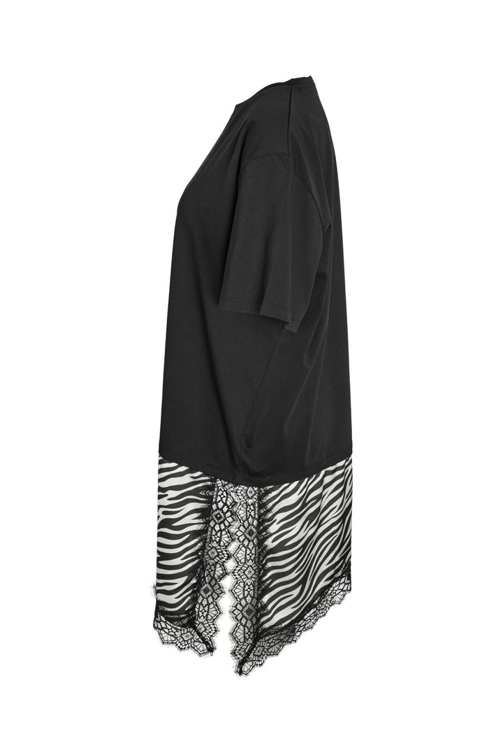 Noisy May - Nmfilla S/S Oversize Satin T-Shirt - 5191000 Black Zebra