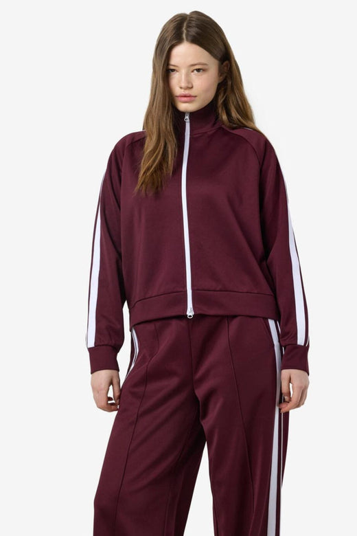 Noisy May - Nmjenna L/S High Neck Zipper - 4837290 Windsor Wine White Stripes