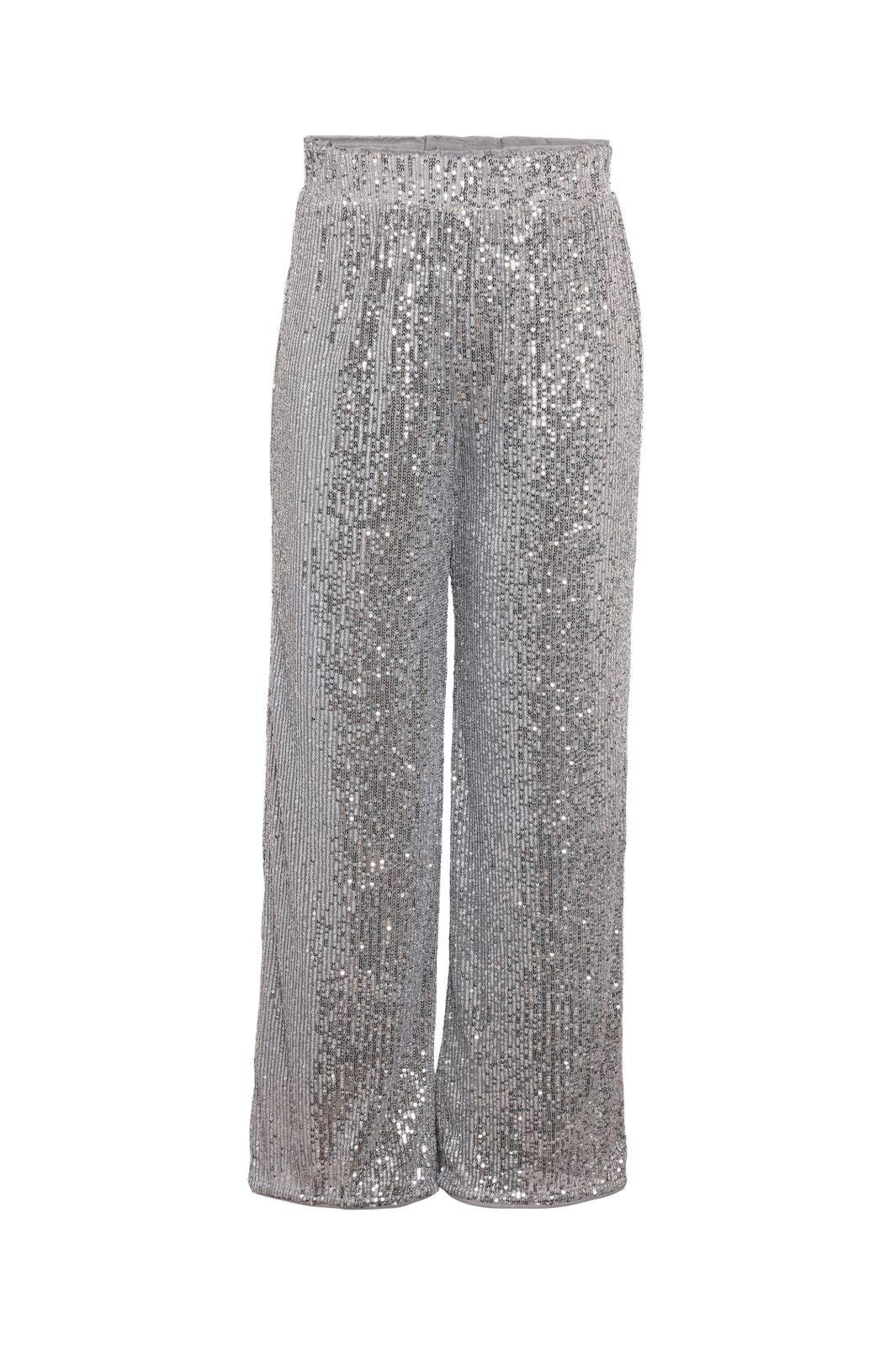 Noisy May - Nmscarlet Sequin Wide Pants - 4843311 Silver Bukser 