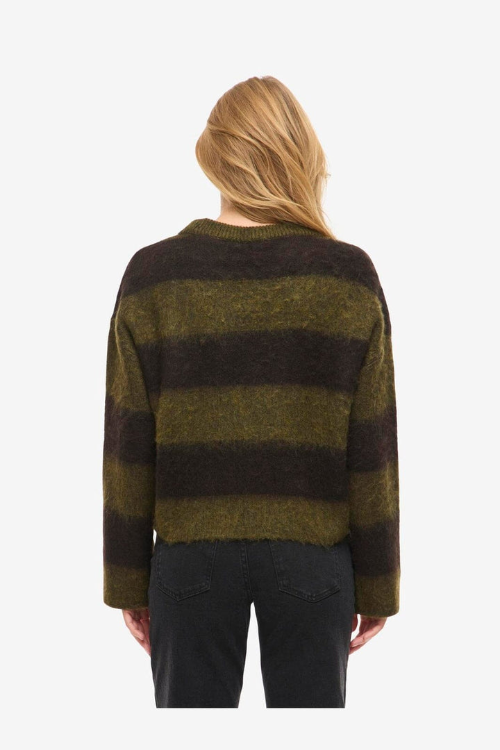 Noisy May - Nmsoff L/S O-Neck Knit - 5149942 Avocado Chocolate Brown