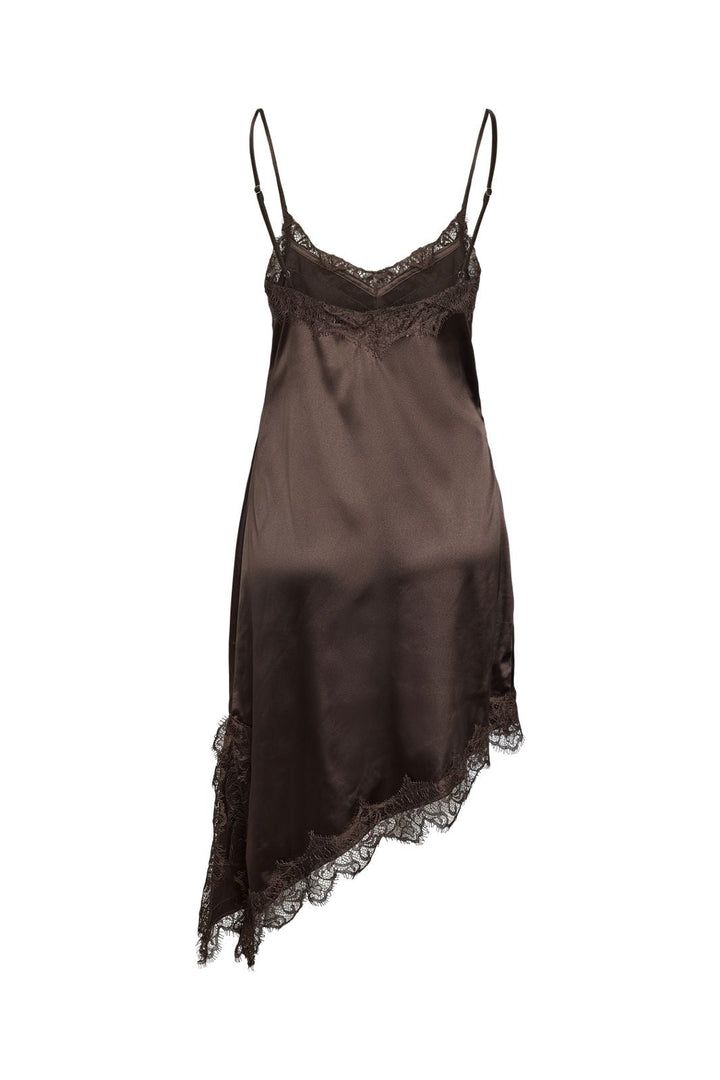Noisy May - Nmsofie S/L Satin Lace Dress - 5079335 Chocolate Brown