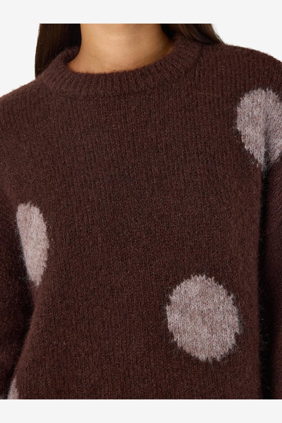 Noisy May - Nmsutton L/S Polka Dot Oversize Knit Fwd - 5062577 French Roast Natural Melange Dots