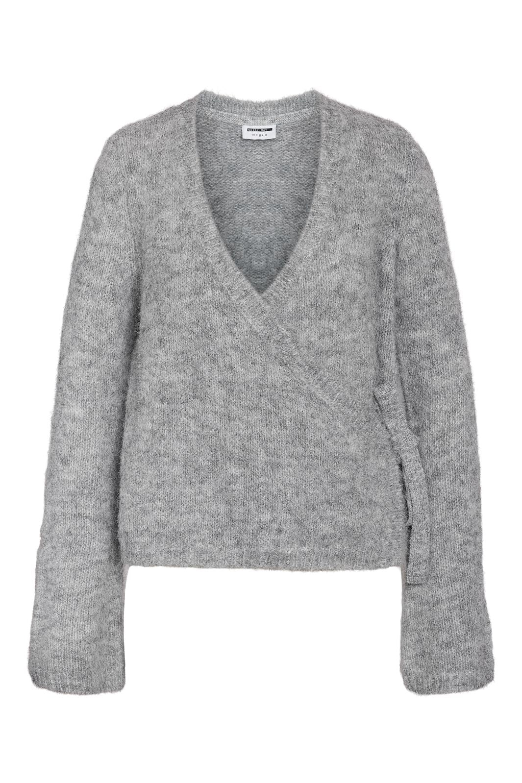 Noisy May - Nmsutton L/S Wrap Knit Top Fwd - 4976562 Light Grey Melange