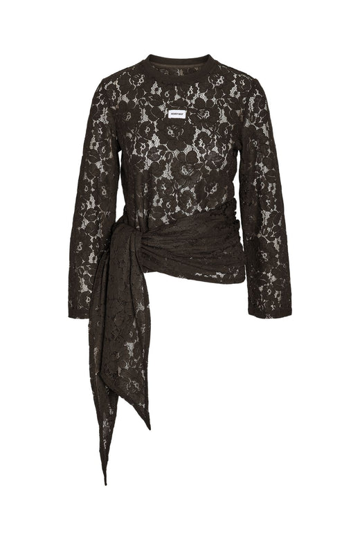 Noisy May - Nmvenna L/S Scarf Lace Top - 5264271 Demitasse