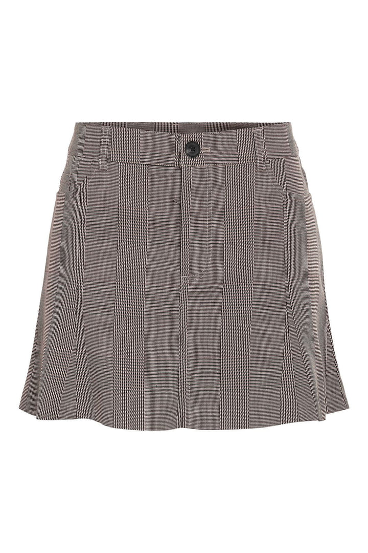 Noisy May - Nmwera Nw Check Skirt Fwd - 4826456 Toasted Coconut Windsor Wine