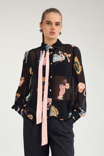 Nümph - Nuophelia Ls Shirt 707443 - Caviar Bluser 