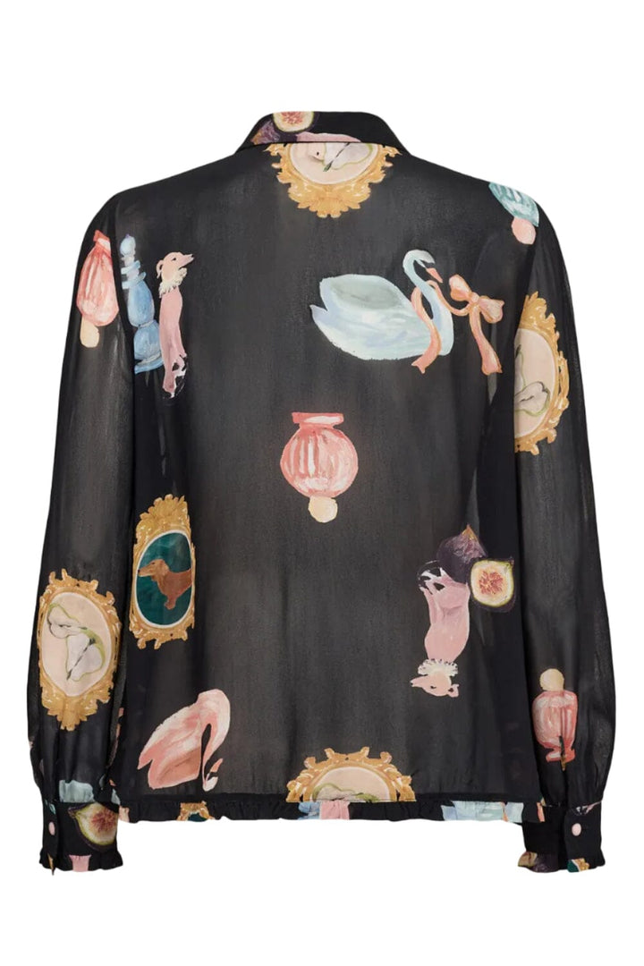 Nümph - Nuophelia Ls Shirt 707443 - Caviar Bluser 