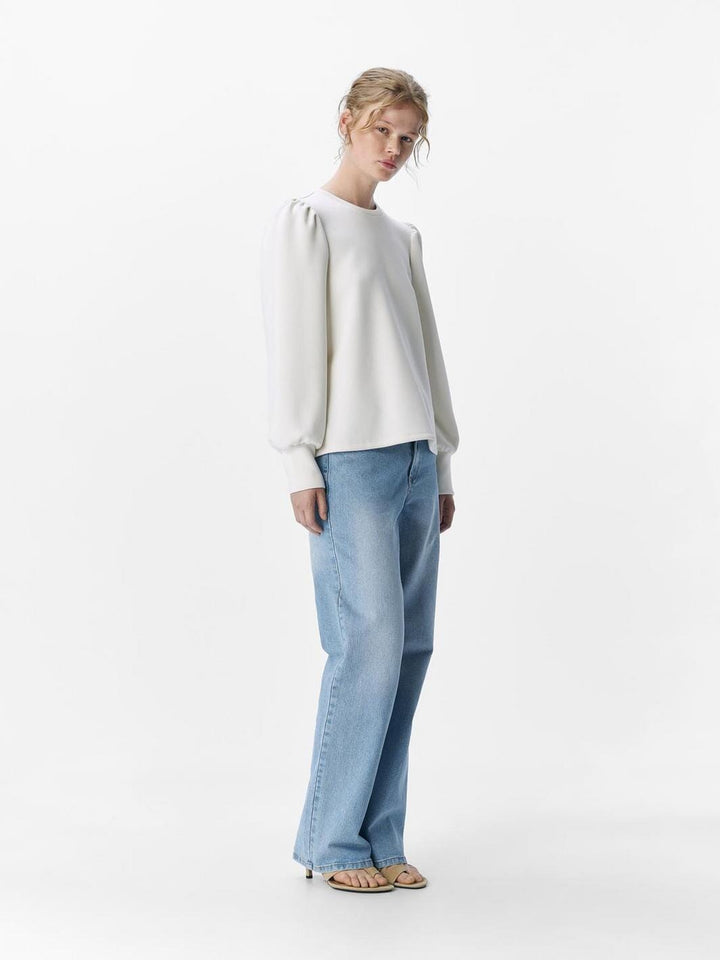 Object - Objandrea Re L/S O-Neck Top - 4807954 White Sand