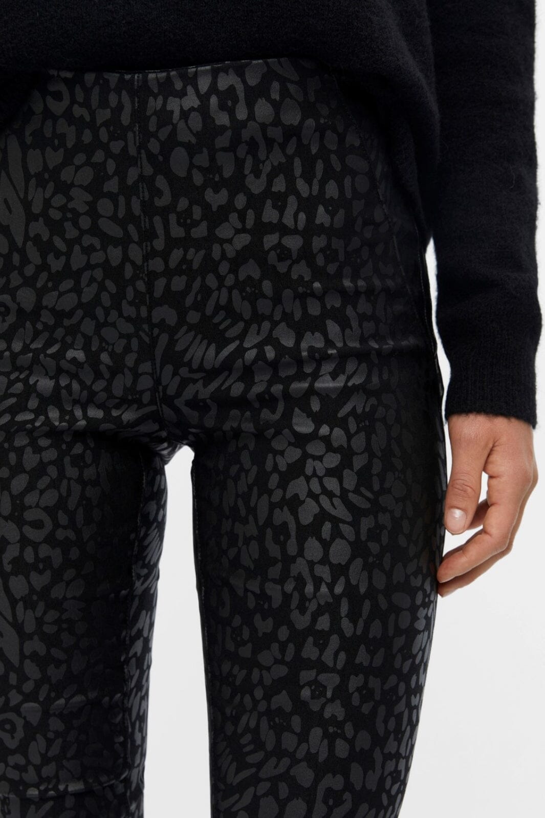 Object - Objbelle Coated Leggings - Black/Animal