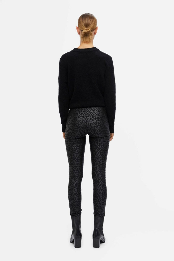 Object - Objbelle Coated Leggings - Black/Animal
