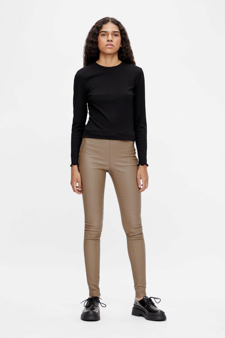Object - Objbelle Mw Coated Leggings - Fossil