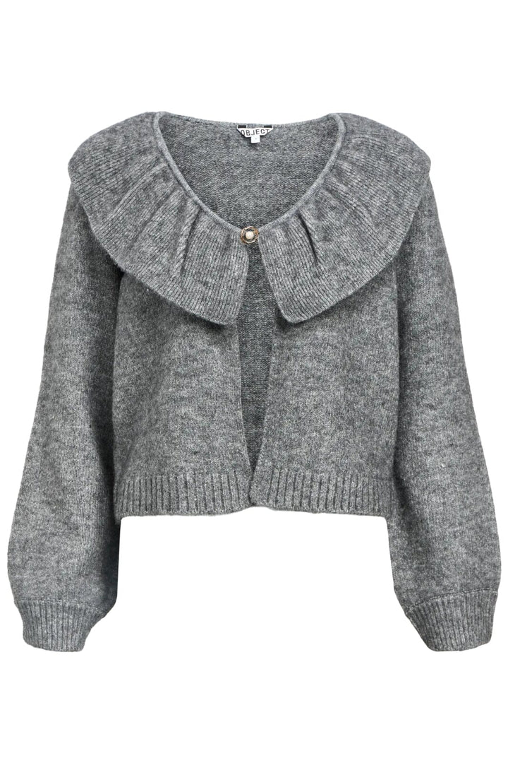Object - Objdenisi L/S Lo Knit Cardigan - 4826634 Medium Grey Melange Cardigans 