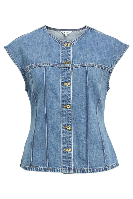 Object - Objdivona Denim S/L Waistcoat 140 - 4823942 Medium Blue Denim
