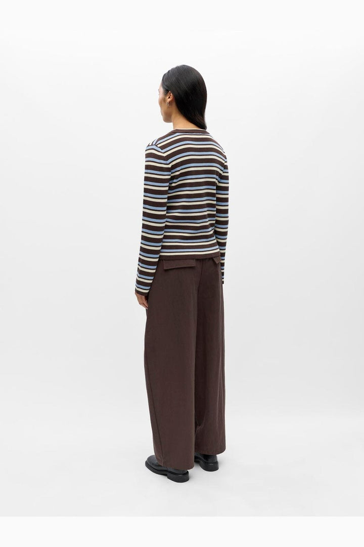 Object - Objester L/S Re Knit Pullover - 5162427 Seal Brown Serenity + Birch