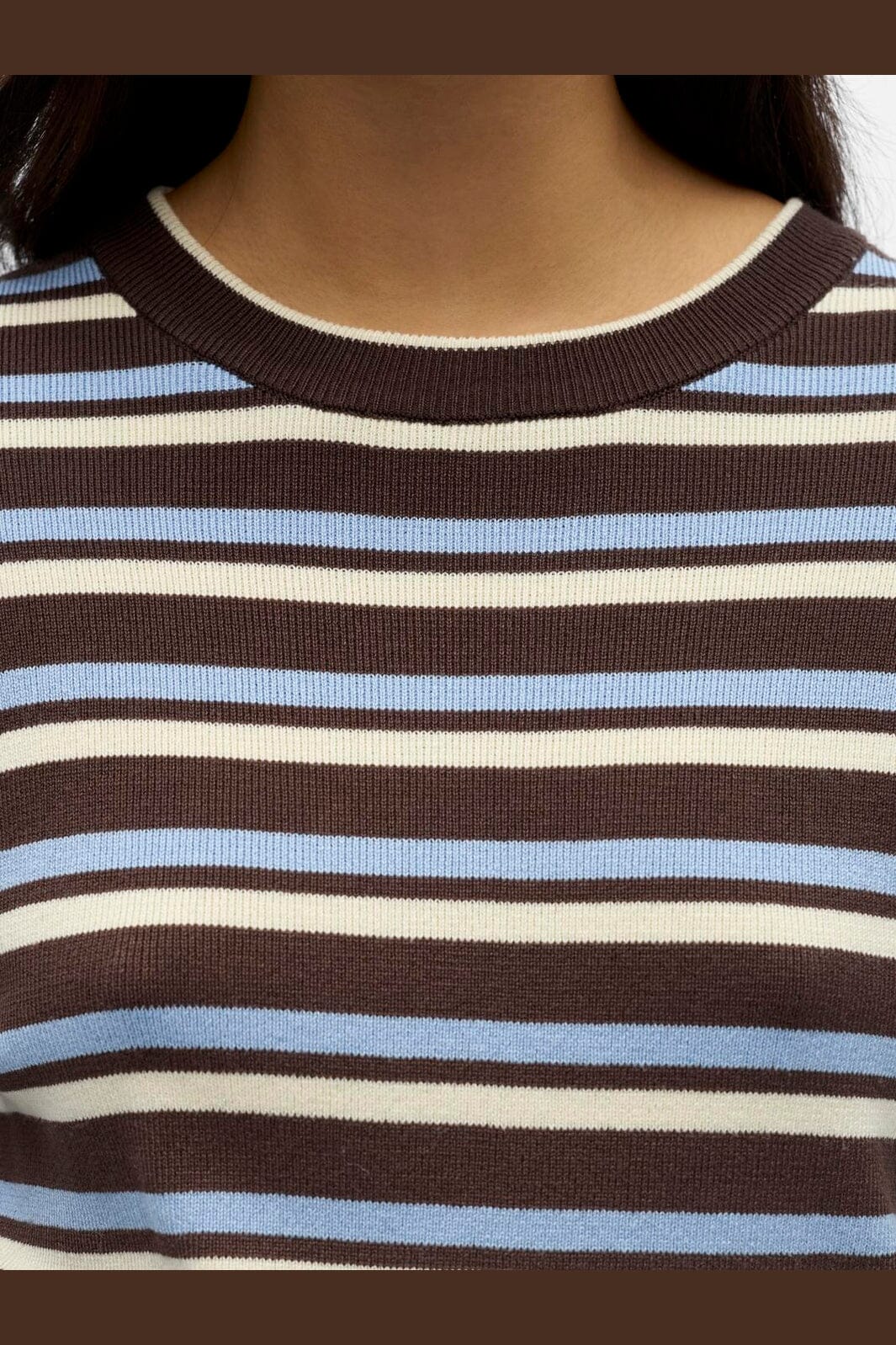 Object - Objester L/S Re Knit Pullover - 5162427 Seal Brown Serenity + Birch