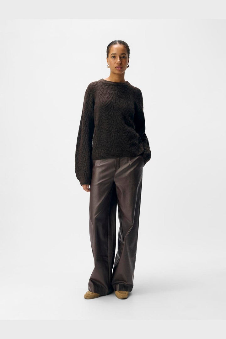 Object - Objflora Re L/S Knit Pullover - 4897377 Seal Brown