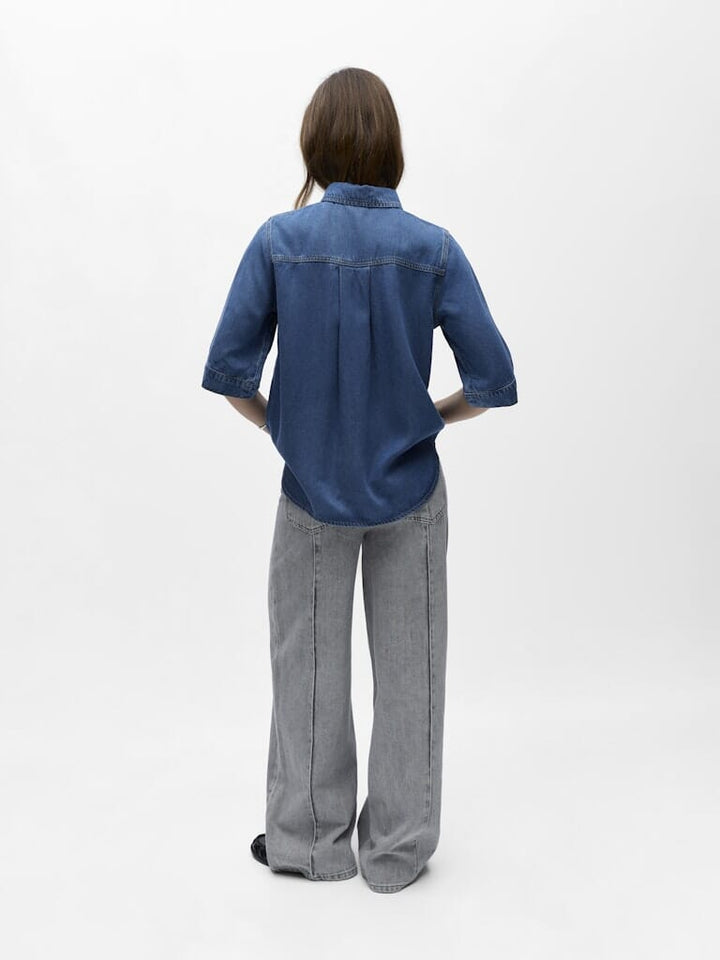 Object - Objframe 2/4 Re Denim Top - 4706105 Medium Blue Denim Skjorter 