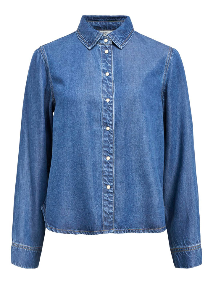 Object - Objframe Lo L/S Shirt - 4789040 Medium Blue Denim