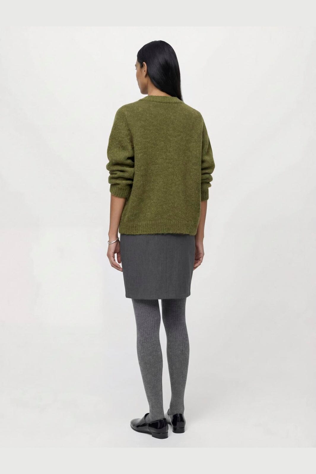 Object - Objmelea L/S Re Knit Pullover 148 - 5132986 Martini Olive Melange