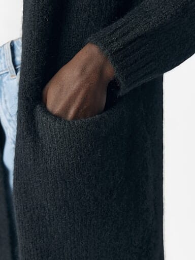 Object - Objmilu Ls Lo Long Knit Cardigan - 4856915 Black Cardigans 