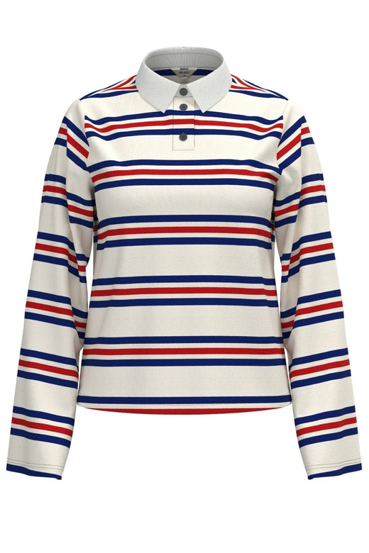 Object - Objnana L/S Re Polo Top - 4851567 Dark Blue Cd-Flame Scarlet