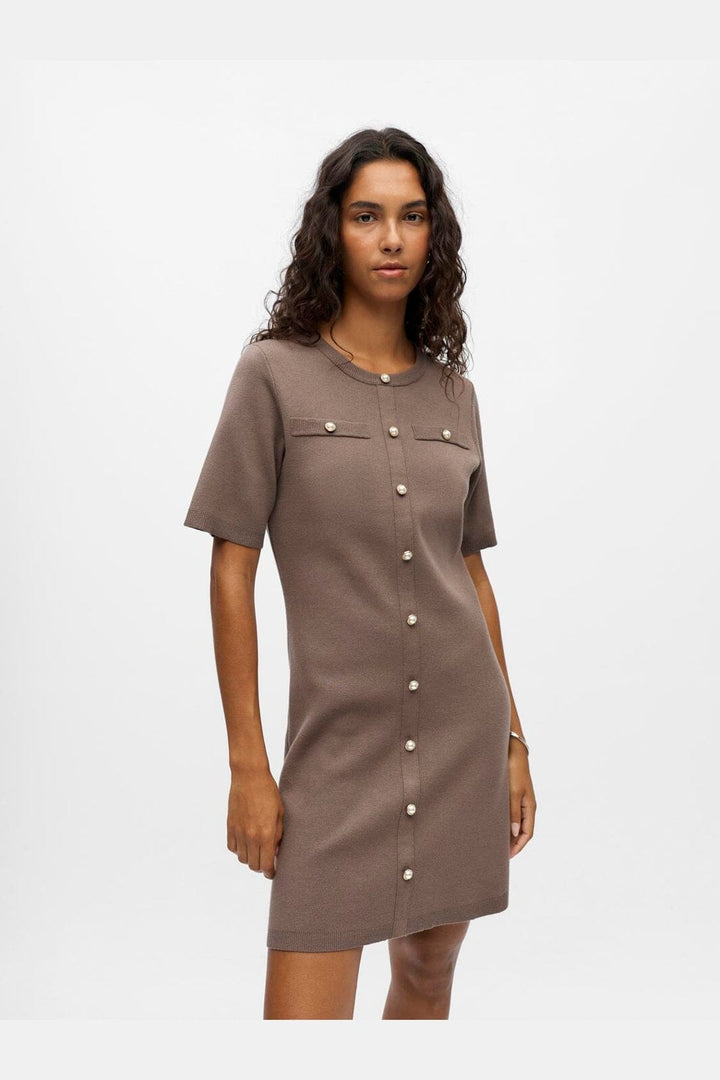 Object - Objreynard S/S Knit Re Dress - 4979976 Morel Mop