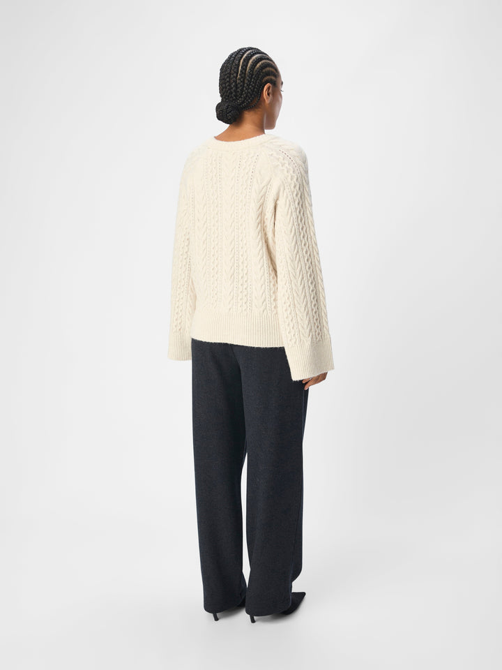 Object - Objrosa Knit L/S Re Pullover 134 - 4569006 White Sand Melange