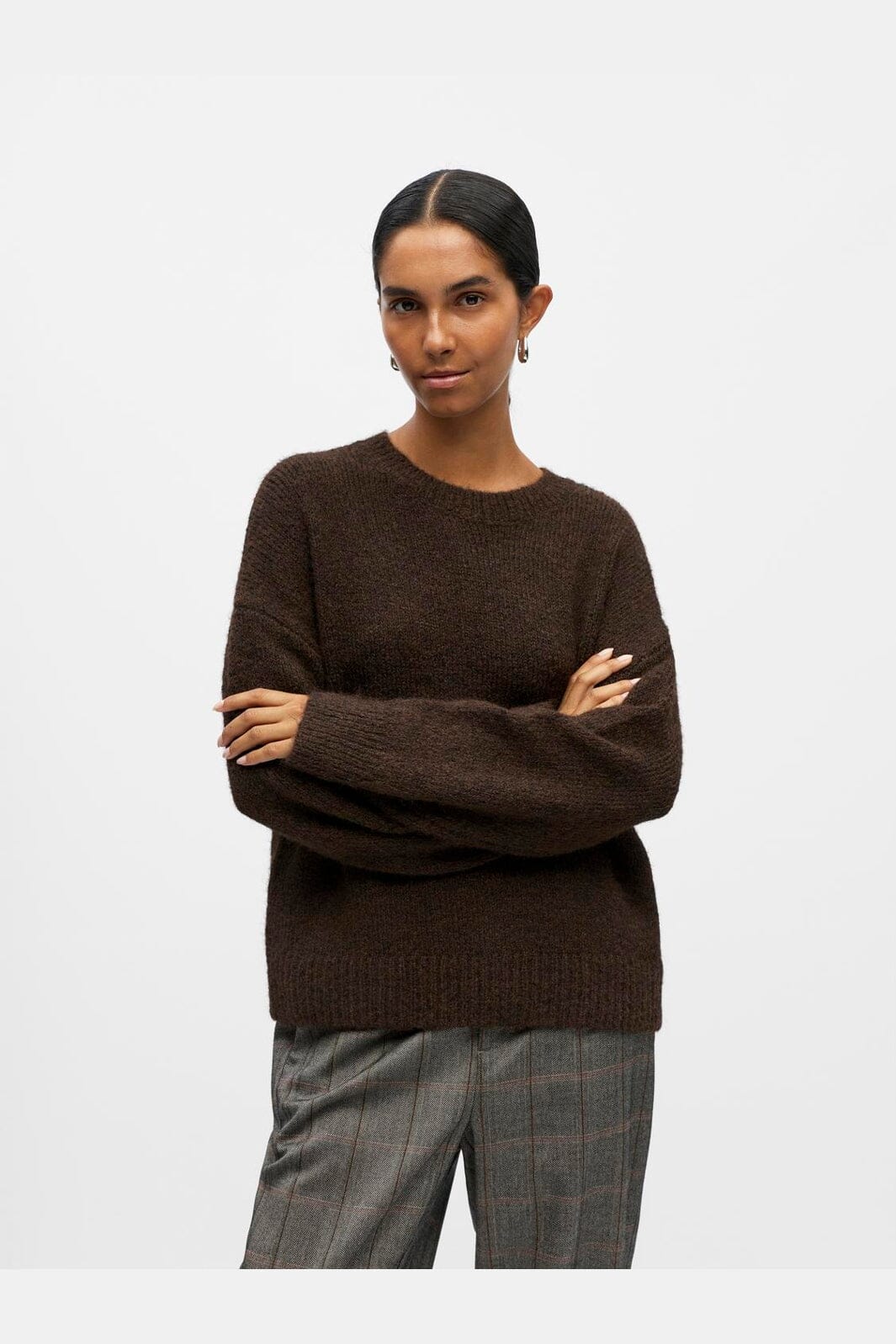 Object - Objsaggia Ls Lo Pullover - 4872679 Seal Brown Melange