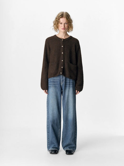 Object - Objsaggia Re L/S Knit Cardigan - 4872680 Seal Brown Melange Cardigans 