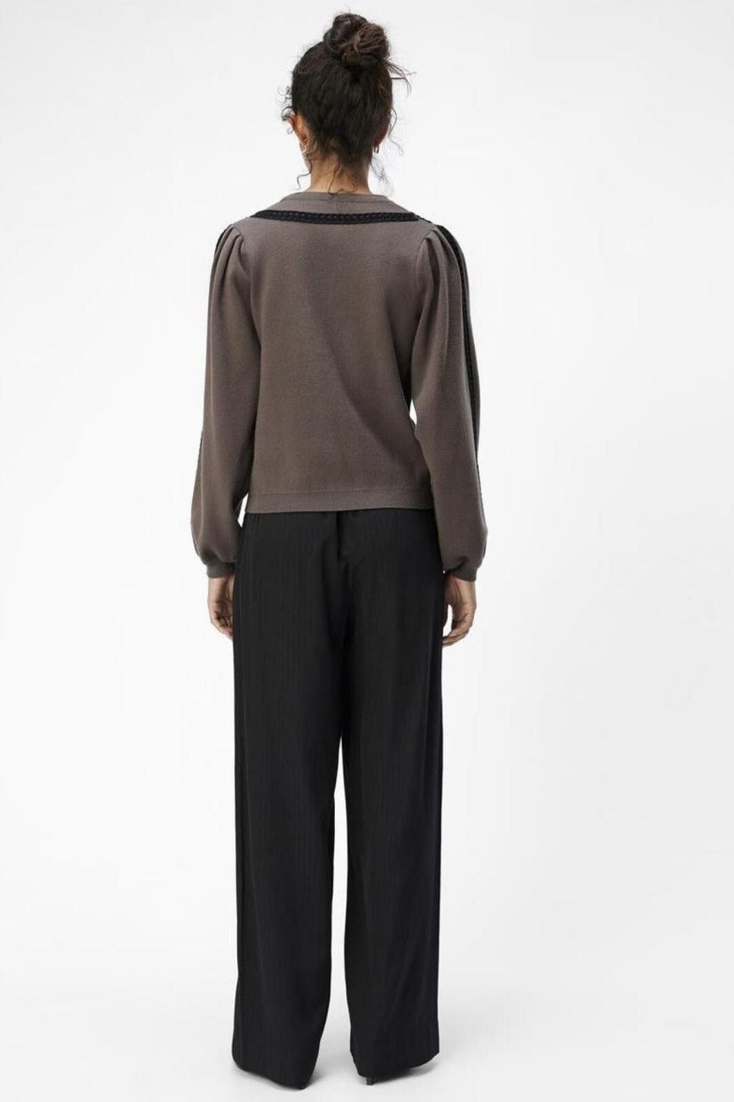 Object - Objulla Knit L/S Re Cardigan 134 - 4568613 Morel Black