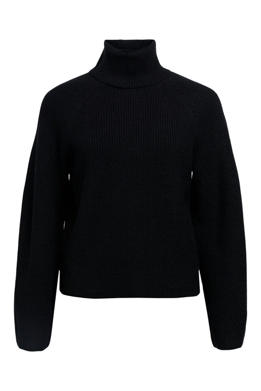 Object - Objviola Ls Lo Rollneck Knit - 4803559 Black Strikbluser 