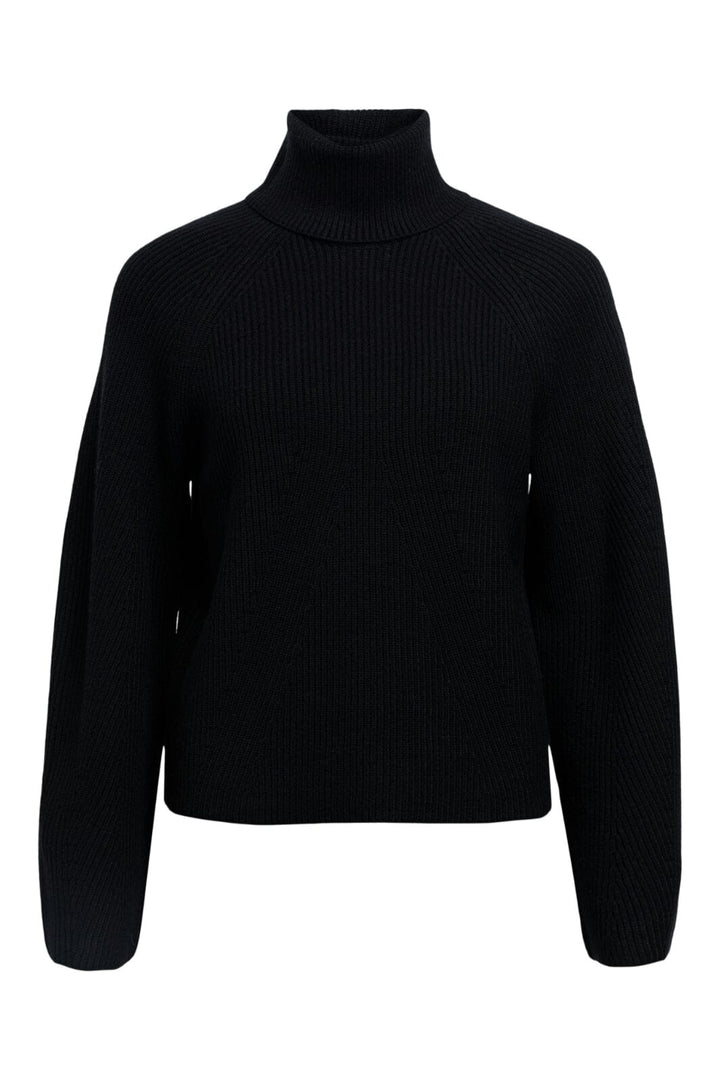 Object - Objviola Ls Lo Rollneck Knit - 4803559 Black Strikbluser 