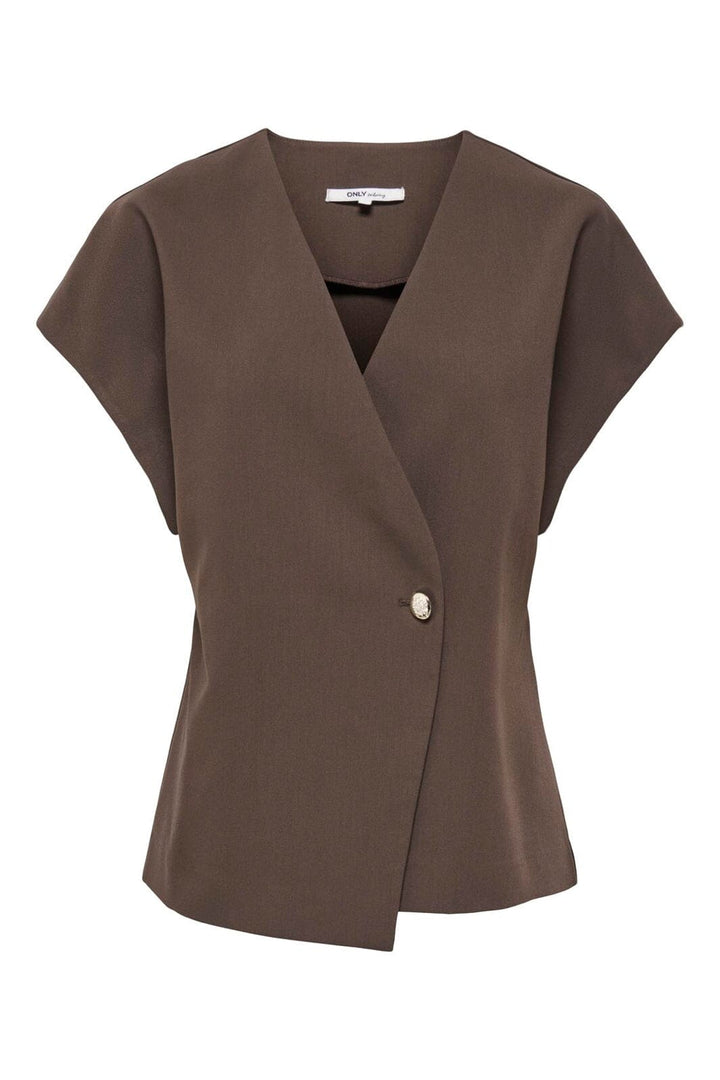 Only - Asmine S/S Asymmetric Shirt Tlr - 5150596 Chocolate Torte