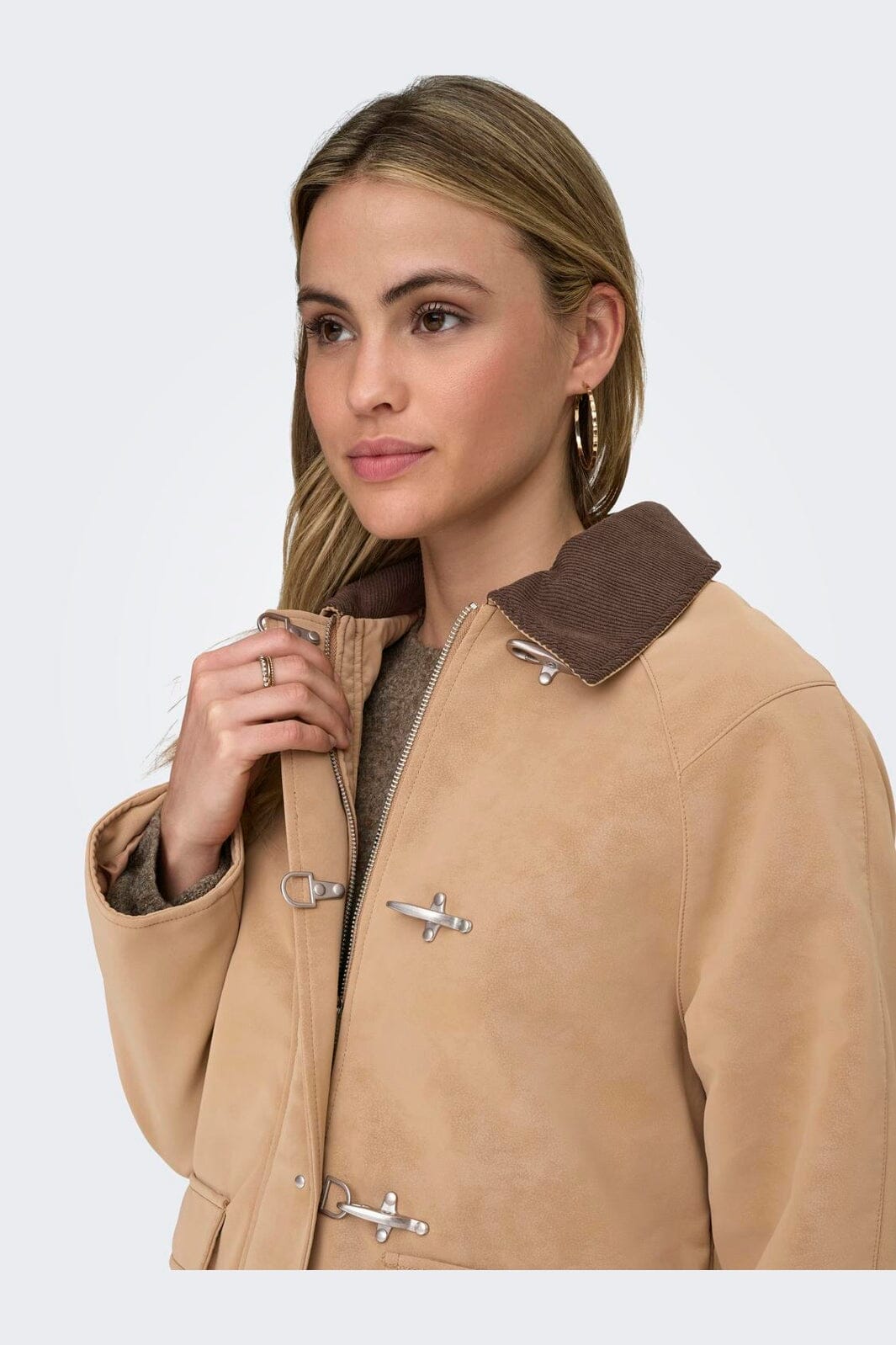 Only - Onlaggie Faux Suede Contrast Jacket - 4960014 Tannin