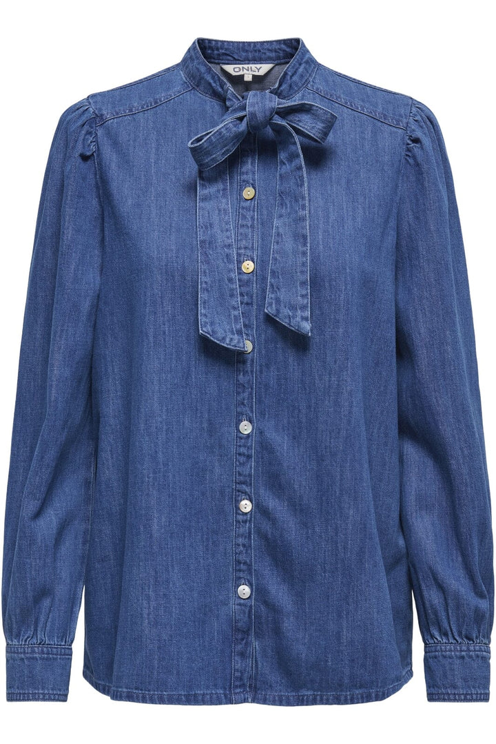 Only - Onlakira Ls Bow Shirt Qyt - 4658421 Medium Blue Denim