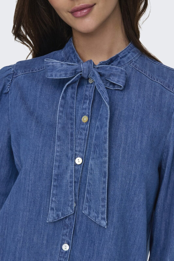 Only - Onlakira Ls Bow Shirt Qyt - 4658421 Medium Blue Denim