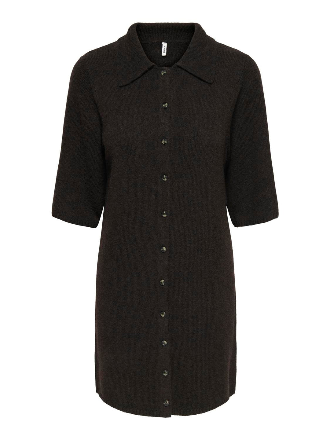 Only - Onlalivia 2/4 Collar Dress Knt - 5119241 Coffee Bean Dtm Button/Melange Kjoler 