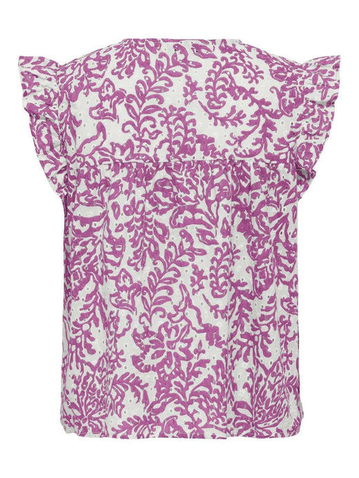 Only - Onlamanda Chanee Cap Emb Top - 4868768 Cloud Dancer W Spring Crocus