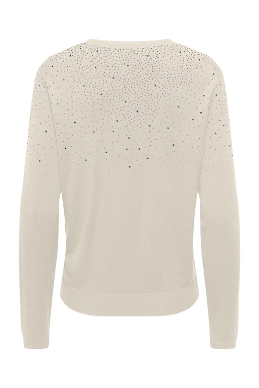 Only - Onlanabella Ls Bling O-Neck Knt - 4894552 Birch W. Dark Silver Toppe 