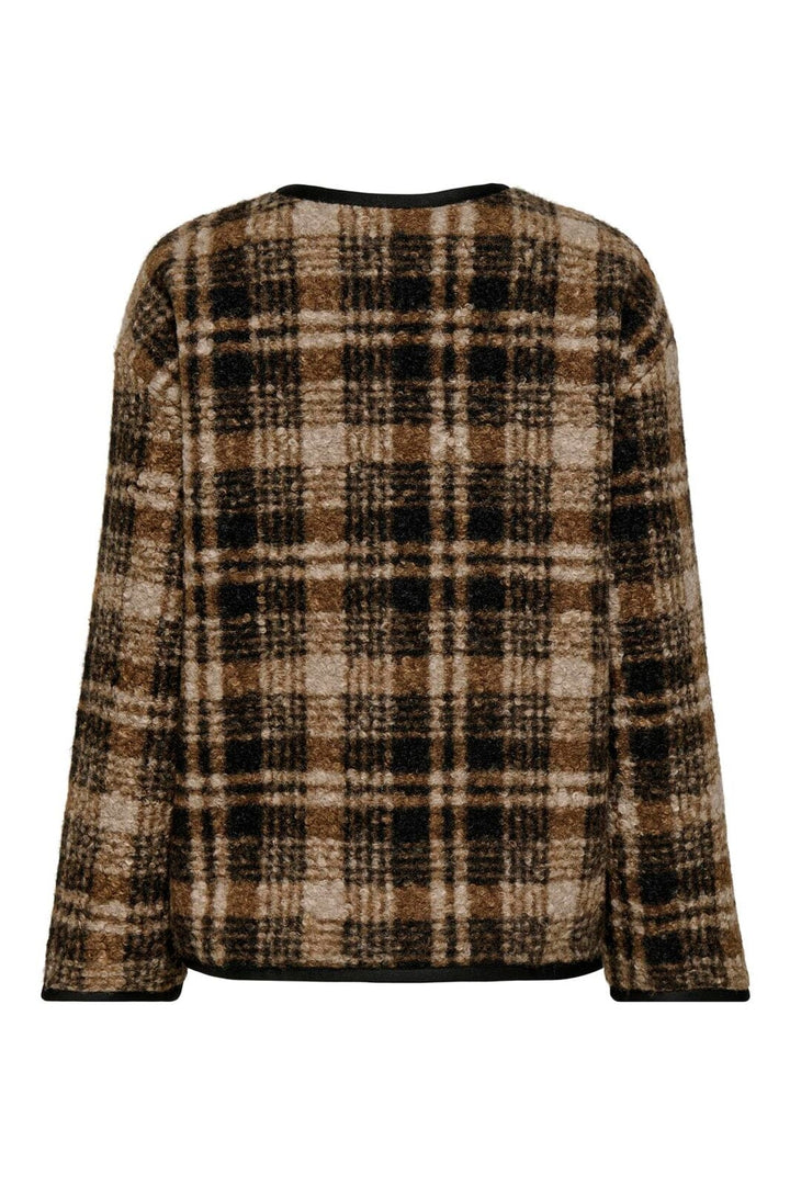 Only - Onlanni Boucle Jacket Cc - 5008376 Toasted Coconut Black / White Checks