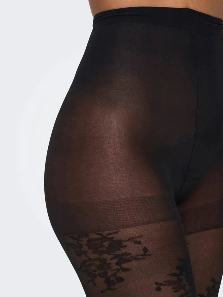 Only - Onlaviaya Floral Tights Acc - 4883320 Black Leggings 
