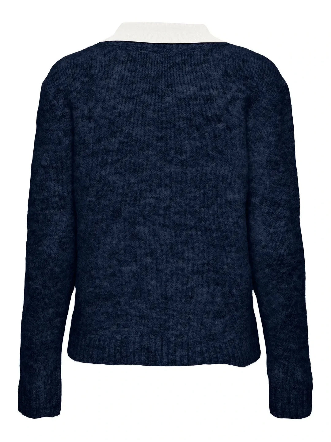 Only - Onlazu Ls Polo Neck Knt - 4959032 Navy Blazer Melange/Cloud Dancer Strikbluser 