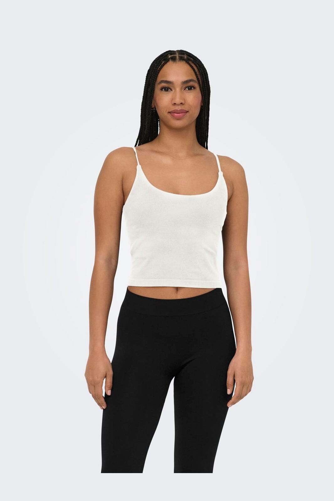 Only - Onlbella Seamless V-Neck Crop Top Acc - 5096416 Cloud Dancer