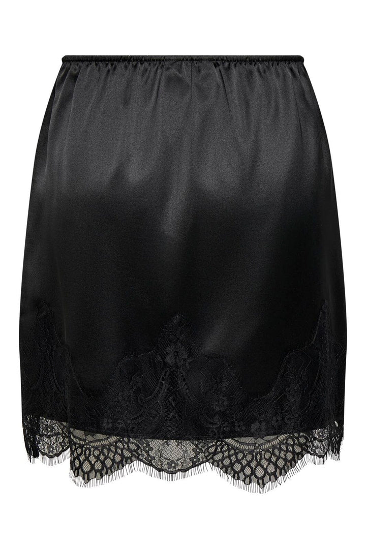 Only - Onlbella Short Satin Lace Skirt - 5116497 Black Dtm Lace