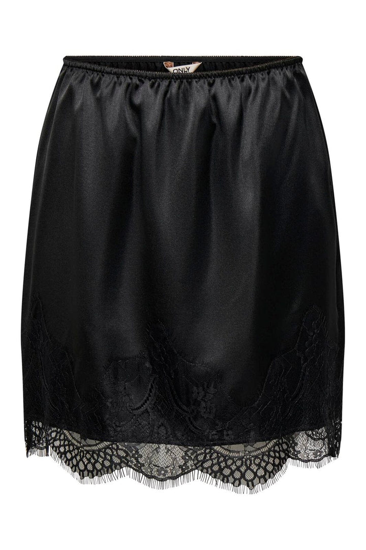 Only - Onlbella Short Satin Lace Skirt - 5116497 Black Dtm Lace