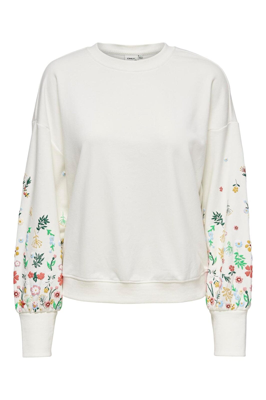 Only - Onlbrooke L/S O-Neck Flower Swt - 4236763 Cloud Dancer Sleeve Flower
