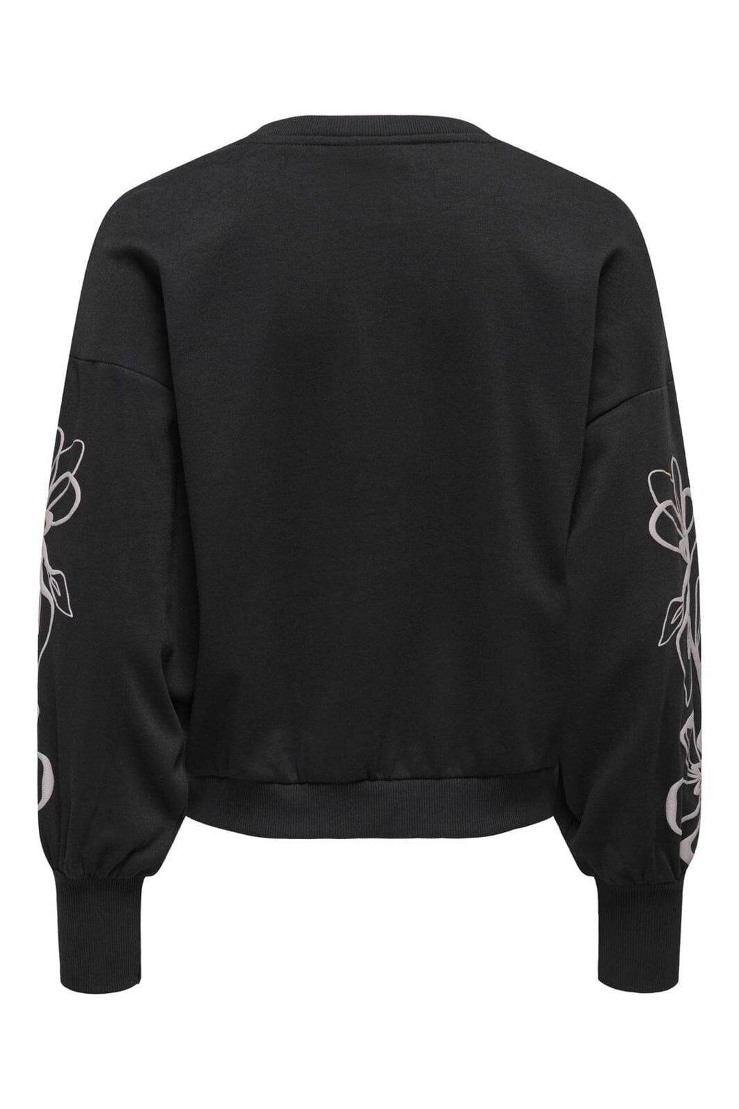 Only - Onlbrooke L/S O-Neck Flower Swt - 4989287 Black Magnolia Flower Sleeve Puff