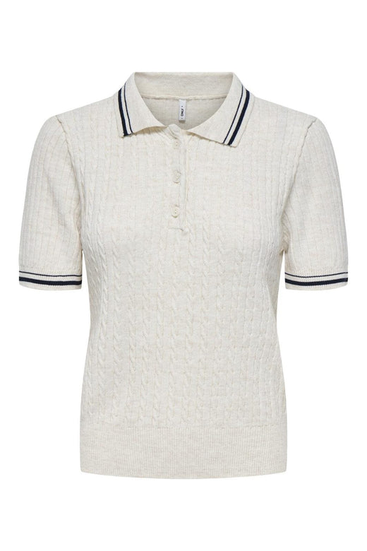 Only - Onlcanton Ss Polo Pull Knt - 4928058 Birch Melange/Fmop Button