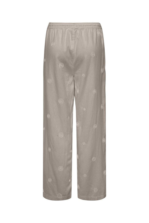 Only - Onlcaro Linen Bl Emb Wide Pant Cc - 4727393 String Pumice Stone Embroidery
