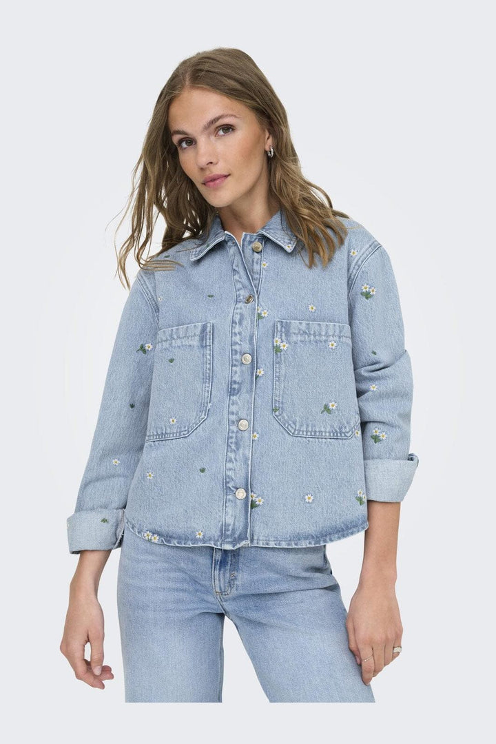 Only - Onlcassie Emb Ls Ovs Shirt Akm - 4769525 Light Blue Denim